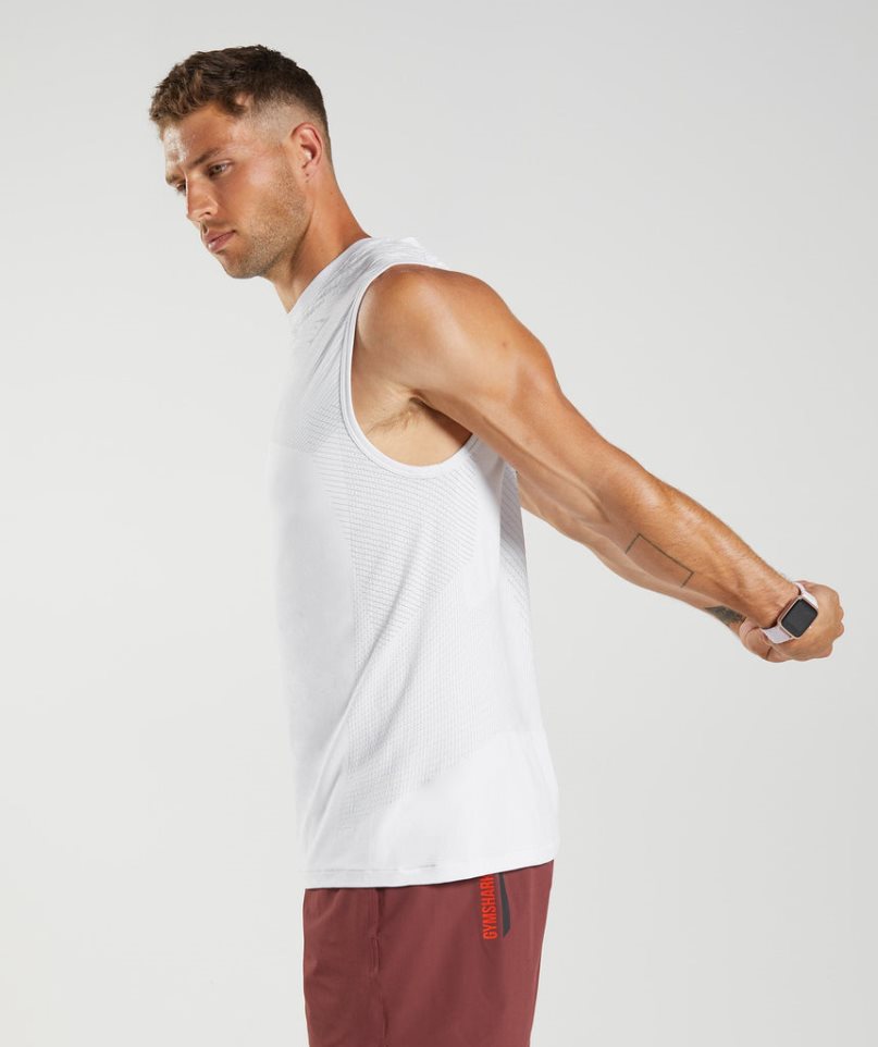 Men's Gymshark Apex Seamless Tanks White | NZ 0BIDNC